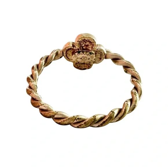Chanel Gold B13 Camellia Flower Twist Band Ring with Box Size 6 - Picture 12 of 15
